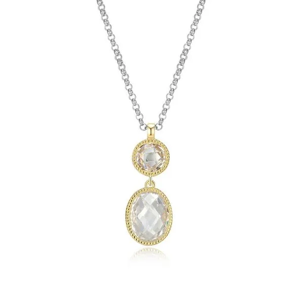 Elle Sterling Silver And 18K Gold Plating Cubic Zirconia Necklace - 17