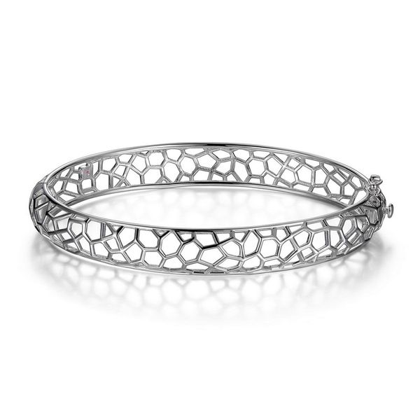 Sterling Silver Rhodium Plated Webbed 10mm Bangle with Clasp Closure 7.25 Harmony Jewellers Grimsby, ON