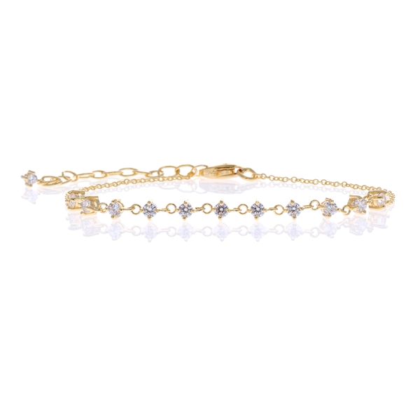 REIGN Sterling Silver Yellow Gold Plated CZ 6.25