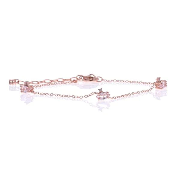 REIGN Sterling Silver Rose Gold Plated Morganite and CZ 6.25