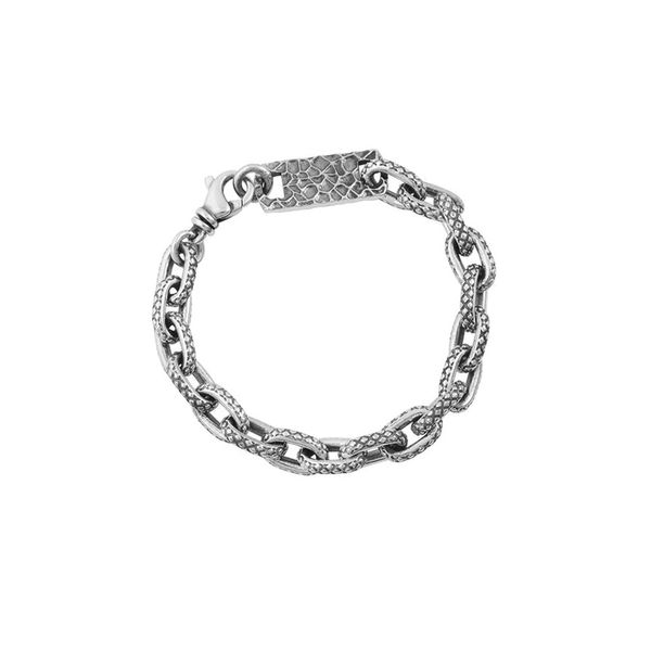 King Baby - Oval Link Crosshatch Bracelet - 8.75