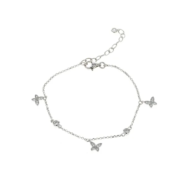 Reign Sterling Silver CZ Butterfly 6.5+1.5