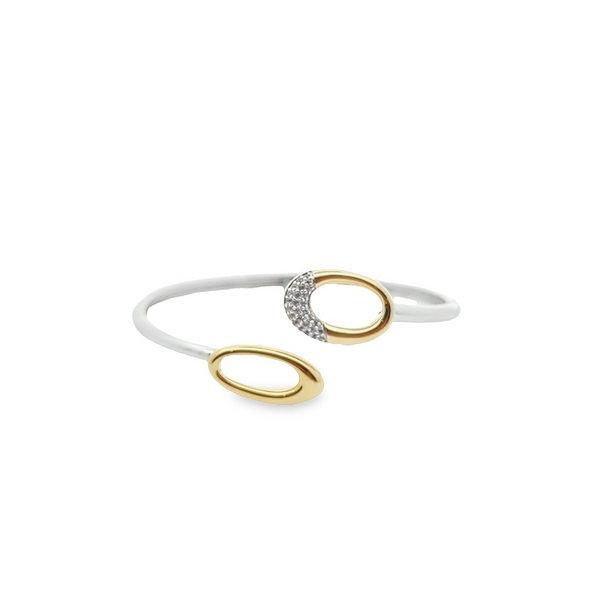 Breuning Sterling Silver and Gold Plated Genuine White Sapphire Bangle Bracelet Harmony Jewellers Grimsby, ON