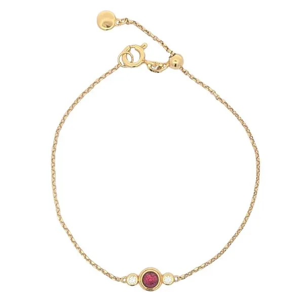 Reign Sterling Silver Gold Plated Created Ruby and CZ 7.5