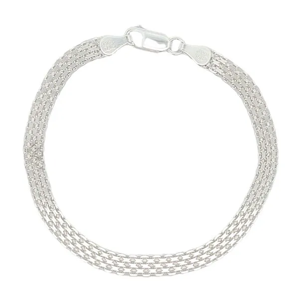 Sterling Silver Diamond Cut Four Row 7.5