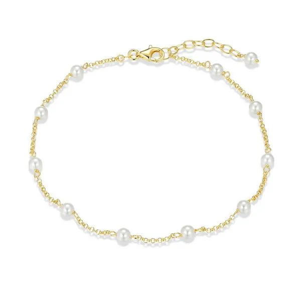 Reign Gold Plated White Pearl Bracelet 9