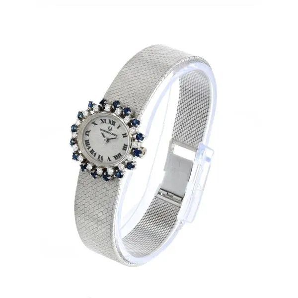 Universal Geneve 18KT White Gold Diamond and Sapphire 25mm Circa 1965 Image 2 Harmony Jewellers Grimsby, ON