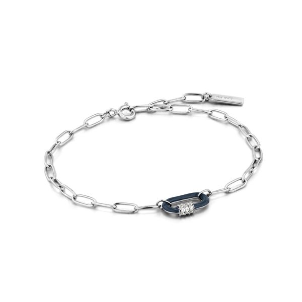 Bright Future Navy Blue Enamel Carabiner Silver Bracelet Harmony Jewellers Grimsby, ON