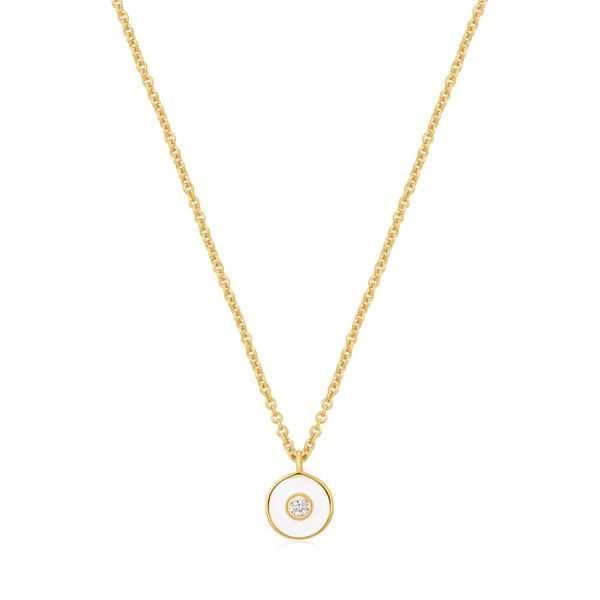 Bright Future Optic White Enamel Disc Gold Necklace Harmony Jewellers Grimsby, ON