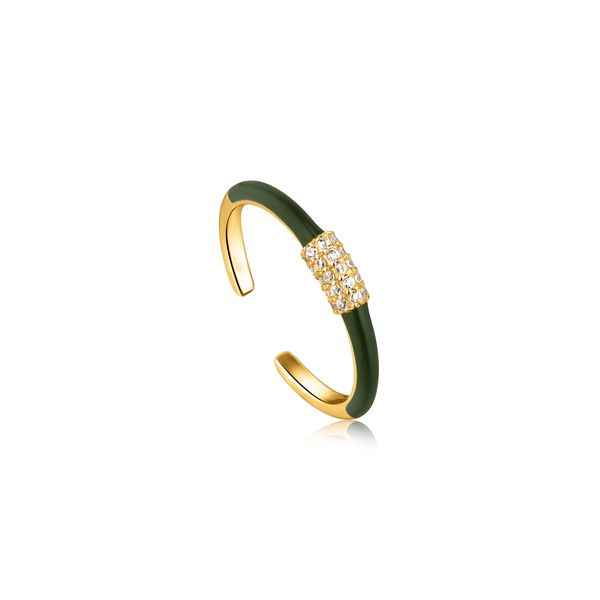 Bright Future Forest Green Enamel Carabiner Gold Adjustable Ring Harmony Jewellers Grimsby, ON