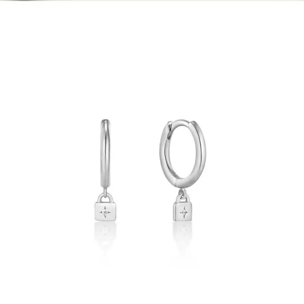 Under Lock & Key Silver Padlock Huggie Hoop Earrings Harmony Jewellers Grimsby, ON