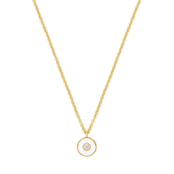 Bright Future Optic White Enamel Disc Gold Necklace Harmony Jewellers Grimsby, ON