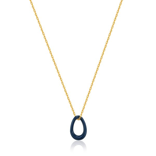 Bright Future Navy Blue Enamel Gold Twisted Pendant Necklace Harmony Jewellers Grimsby, ON