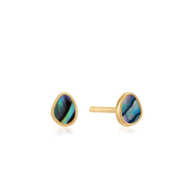 Turning Tides Shiny Gold Tidal Abalone Stud Earrings Harmony Jewellers Grimsby, ON