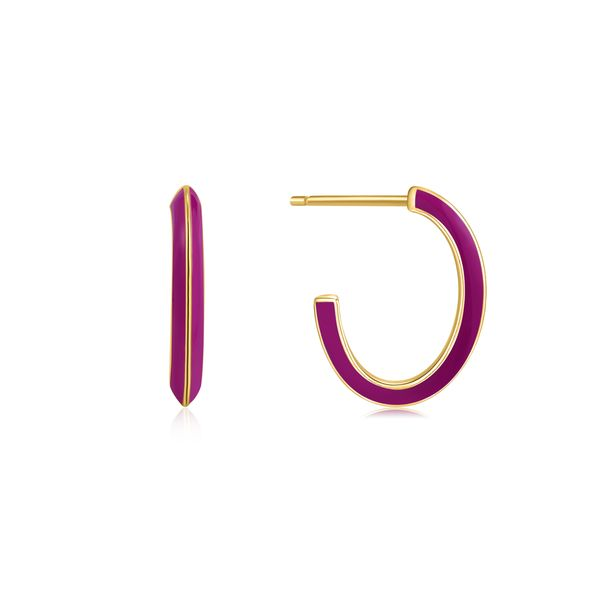 Bright Future Berry Enamel Thick Gold Hoop Earrings Harmony Jewellers Grimsby, ON