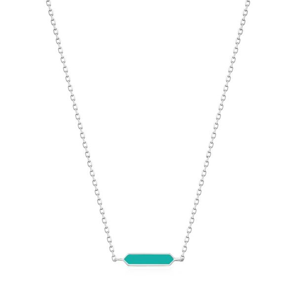 Bright Future Teal Enamel Bar Silver Necklace Harmony Jewellers Grimsby, ON