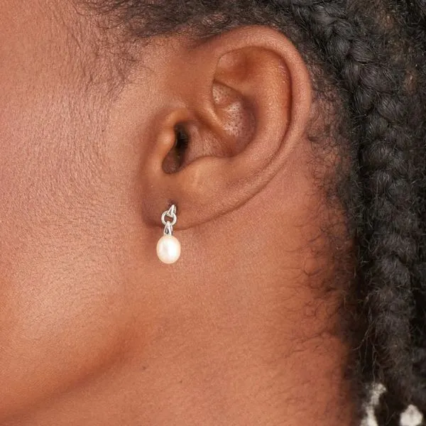 Ania Haie Silver Pearl Drop Stud Earrings Image 2 Harmony Jewellers Grimsby, ON
