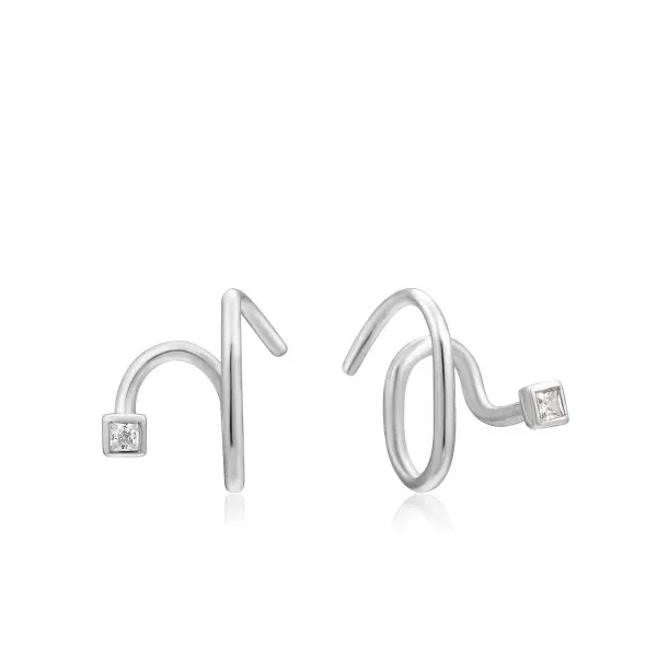 Silver Twist Square Sparkle Earrings Harmony Jewellers Grimsby, ON