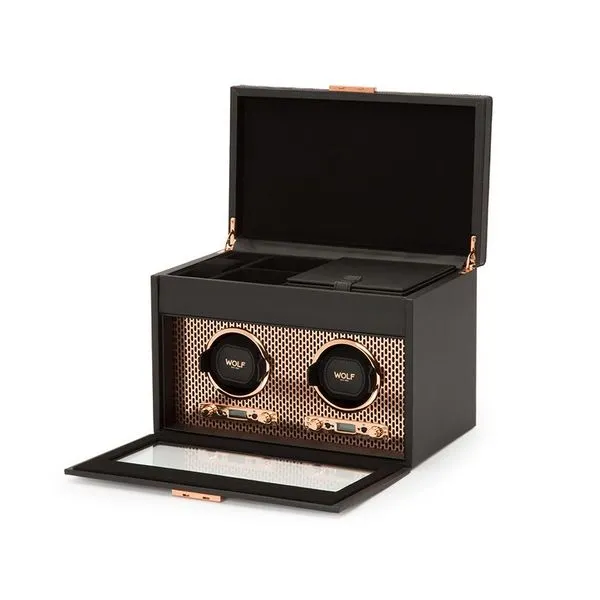 Axis Double Watch Winder with Storage - Copper Image 2 Harmony Jewellers Grimsby, ON