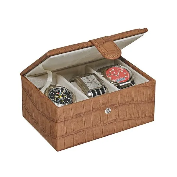 Leatherette 3 Watch Brown Watch Box Harmony Jewellers Grimsby, ON