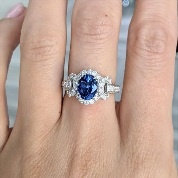 18KT White Gold Sapphire Diamond Cocktail Ring Image 2 Harmony Jewellers Grimsby, ON