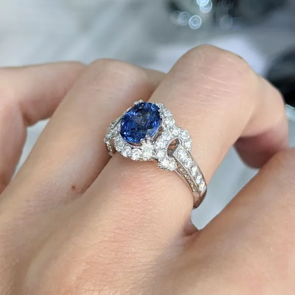 18KT White Gold Sapphire Diamond Cocktail Ring Image 3 Harmony Jewellers Grimsby, ON