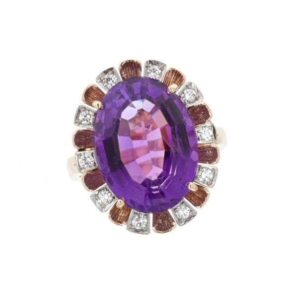 14-18KT Yellow Gold Amethyst Diamond Cocktail Ring Harmony Jewellers Grimsby, ON