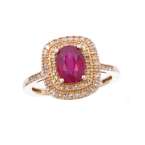 14KT Yellow Gold Diamond Enhanced Ruby Ring Harmony Jewellers Grimsby, ON