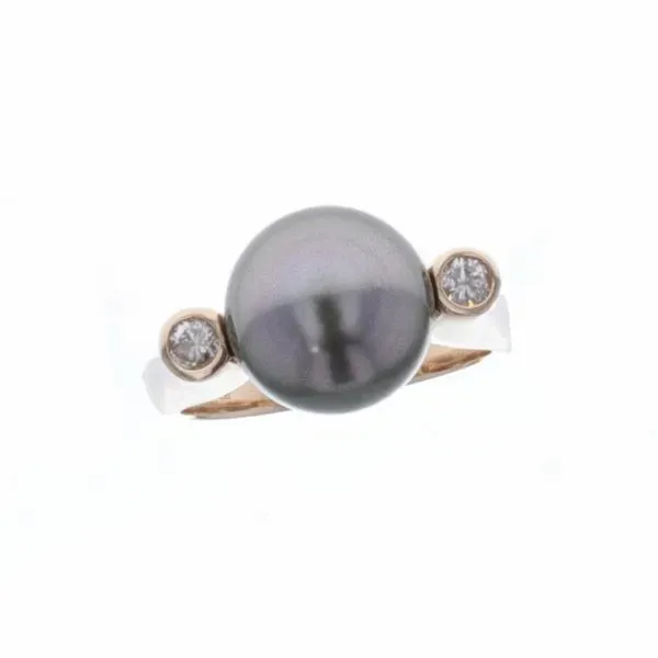 14KT Yellow Gold Tahitian Pearl Diamond Ring Harmony Jewellers Grimsby, ON