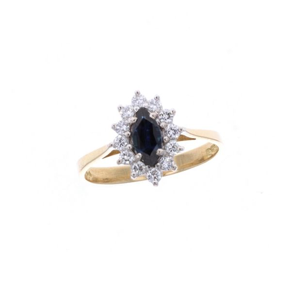 18KT Yellow and White Gold Natural Blue Sapphire and 0.29ctw Diamond Ring Harmony Jewellers Grimsby, ON