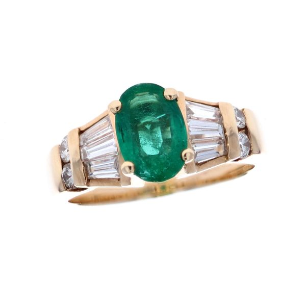 14KT Yellow Gold Natural Emerald and 0.92ctw Diamond Ring Harmony Jewellers Grimsby, ON