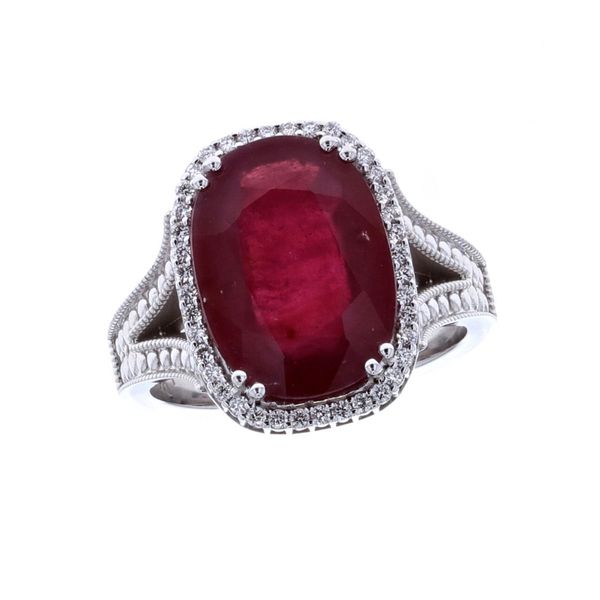 14KT White Gold Glass Filled Ruby and 0.24ctw Diamond Ring Harmony Jewellers Grimsby, ON