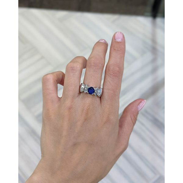 14KT White Gold Natural Blue Sapphire and 0.65ctw Diamond Ring Image 2 Harmony Jewellers Grimsby, ON