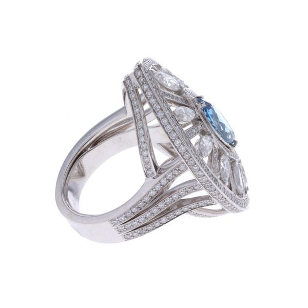 18KT White Gold Aquamarine and Diamond Ring Image 2 Harmony Jewellers Grimsby, ON