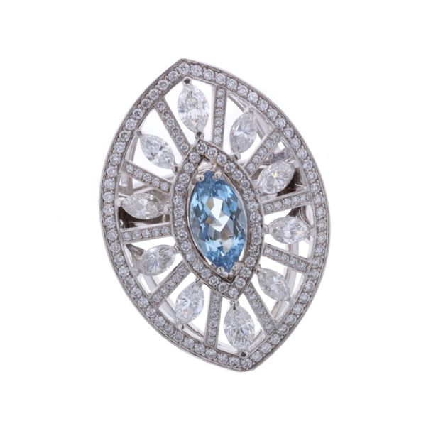18KT White Gold Aquamarine and Diamond Ring Harmony Jewellers Grimsby, ON