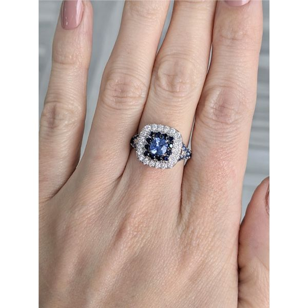 18KT White Gold Natural Blue Sapphire and 0.41ctw Diamond Ring Image 2 Harmony Jewellers Grimsby, ON