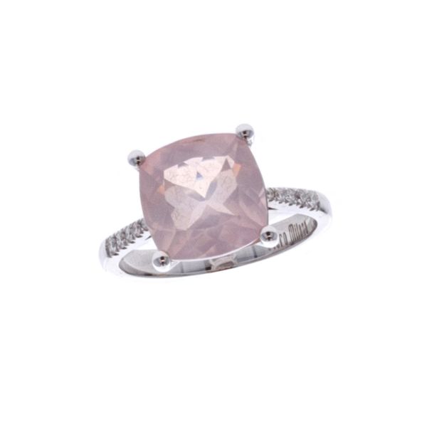 18KT White Gold Rose Quartz and 0.10ctw Diamond Ring Harmony Jewellers Grimsby, ON
