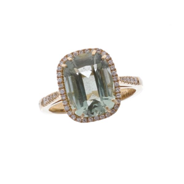 18KT Yellow Gold Green Amethyst and 0.20ctw Diamond Ring Harmony Jewellers Grimsby, ON