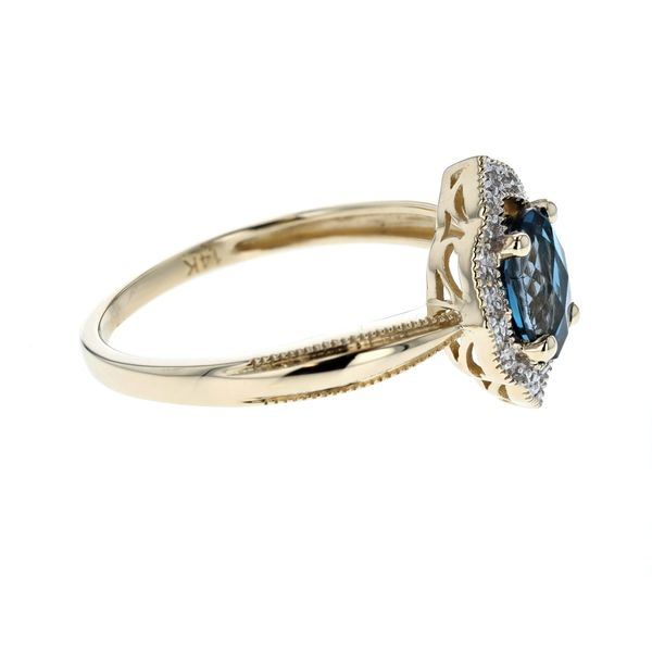 14KT Yellow Gold Blue Topaz and Diamond Ring Image 2 Harmony Jewellers Grimsby, ON