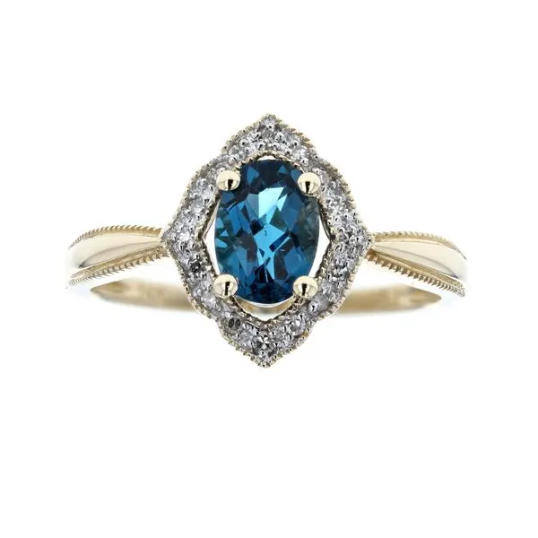 14KT Yellow Gold Blue Topaz and Diamond Ring Harmony Jewellers Grimsby, ON