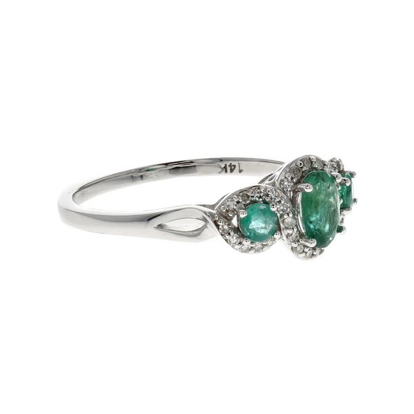 14KT White Gold Emerald and Diamond Ring Image 2 Harmony Jewellers Grimsby, ON
