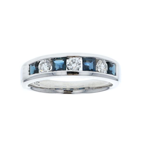 14KT White Gold Natural Blue Sapphire and 0.30ctw Diamond Band Harmony Jewellers Grimsby, ON