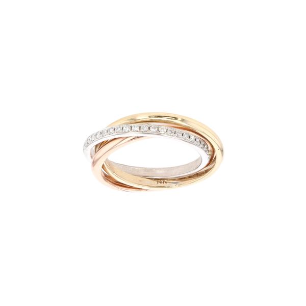 14KT Yellow, White and Rose Gold 0.40ctw Diamond Interlocking Band Harmony Jewellers Grimsby, ON