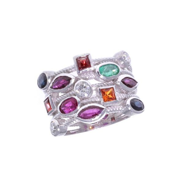 14KT White Gold Multi-Colour Gem Stone Ring Harmony Jewellers Grimsby, ON