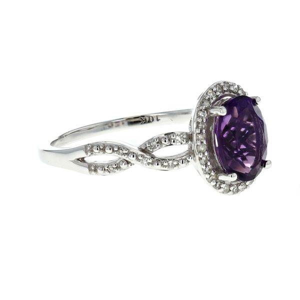 10KT White Gold Amethyst and Diamond Ring Image 2 Harmony Jewellers Grimsby, ON