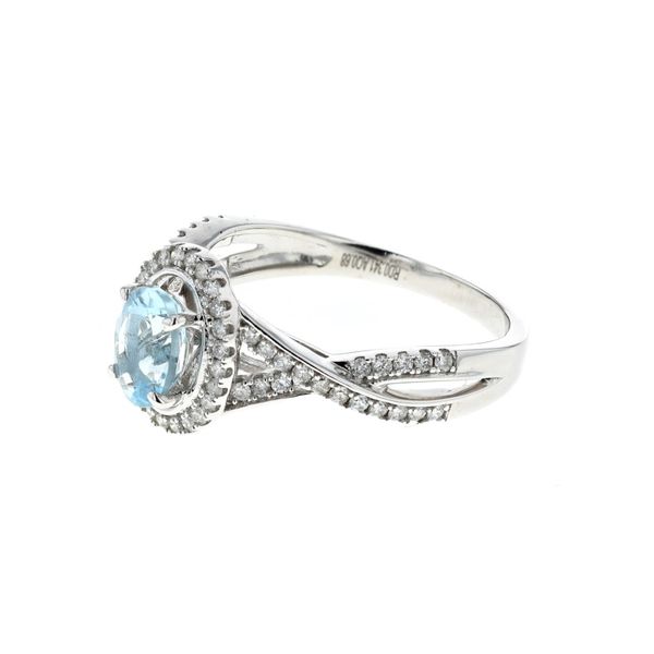 14KT White Gold Aquamarine and 0.35ctw Diamond Ring Image 2 Harmony Jewellers Grimsby, ON