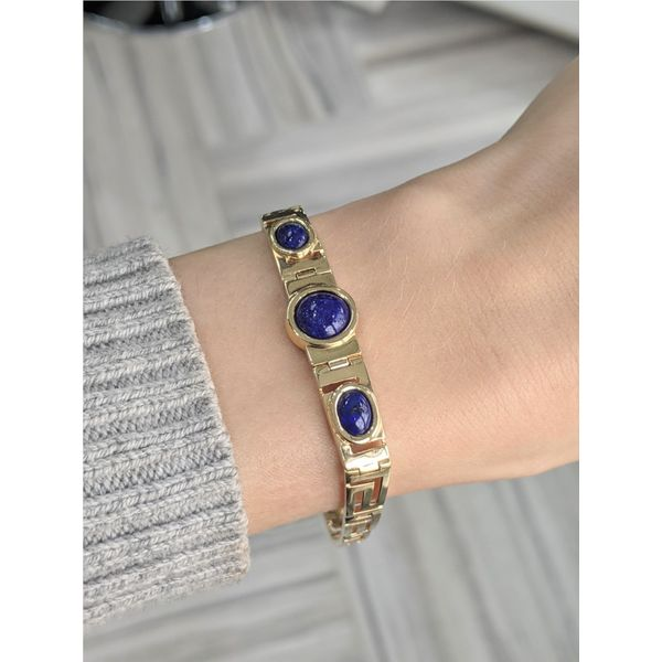 14KT Yellow Gold Natural Lapis Lazuli 7.5