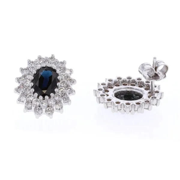 14KT White Gold Natural Blue Sapphire and 2.10ctw Diamond Earrings Harmony Jewellers Grimsby, ON