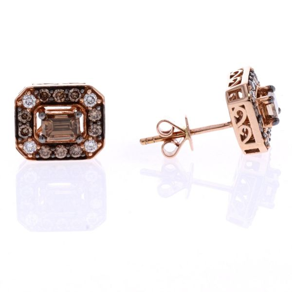 14KT Rose Gold 1.11ctw Brown and White Diamond Stud Earrings Harmony Jewellers Grimsby, ON