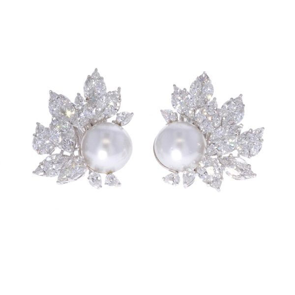 18KT White Gold Pearl and 6.90ctw Diamond Earrings Image 2 Harmony Jewellers Grimsby, ON